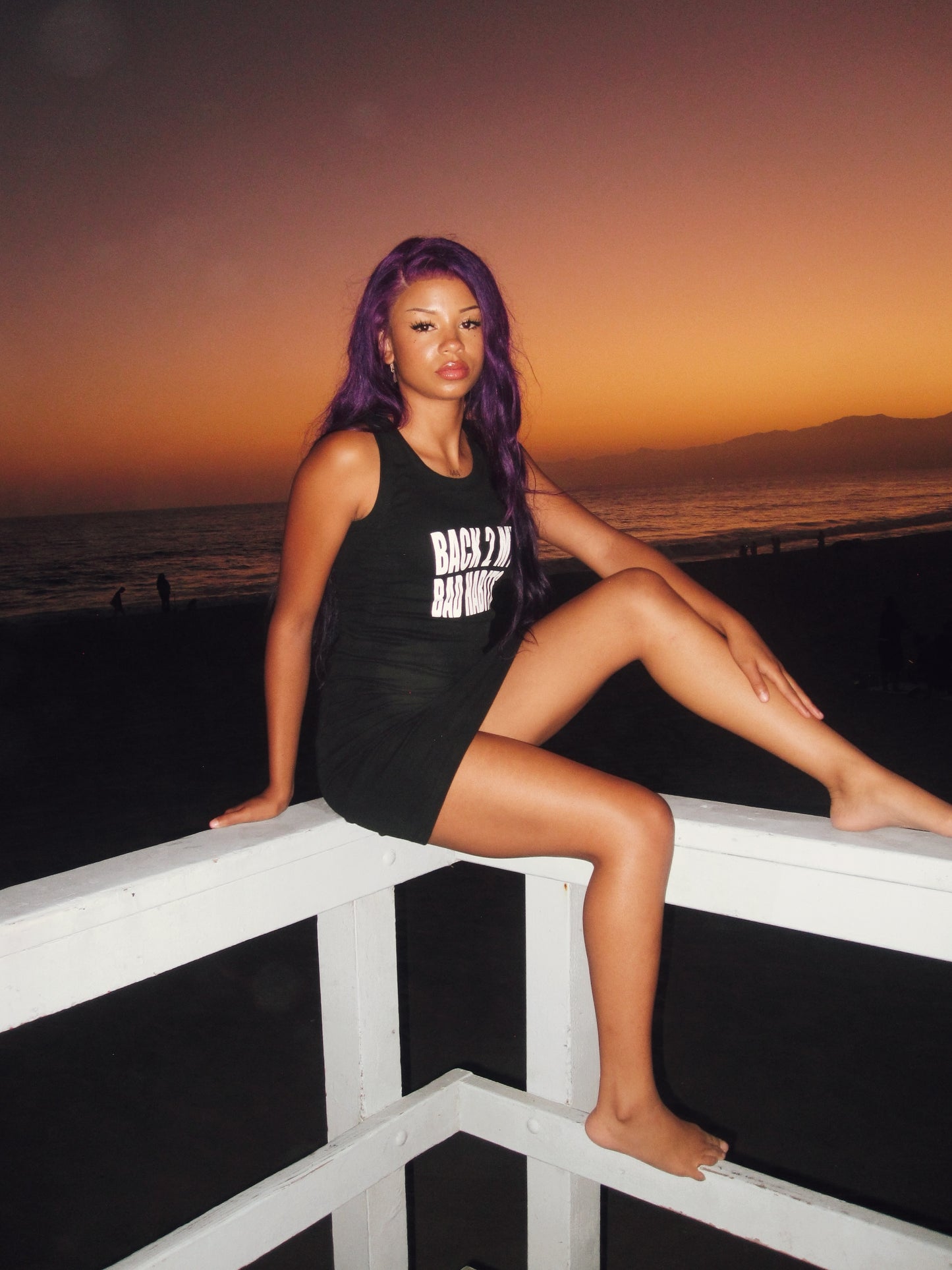 “BACK 2 MY BAD HABITS” ribbed mini dress (black)
