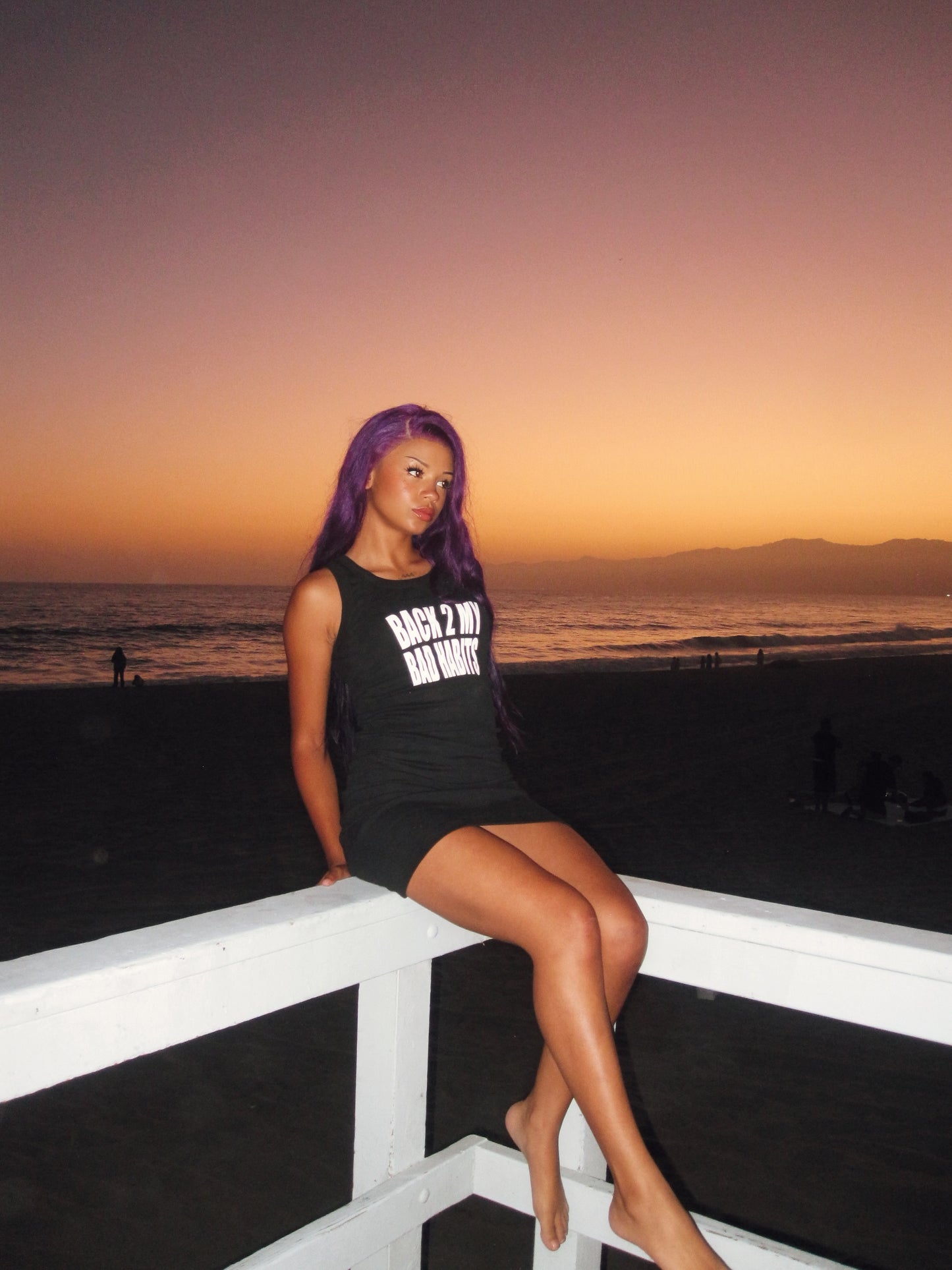 “BACK 2 MY BAD HABITS” ribbed mini dress (black)