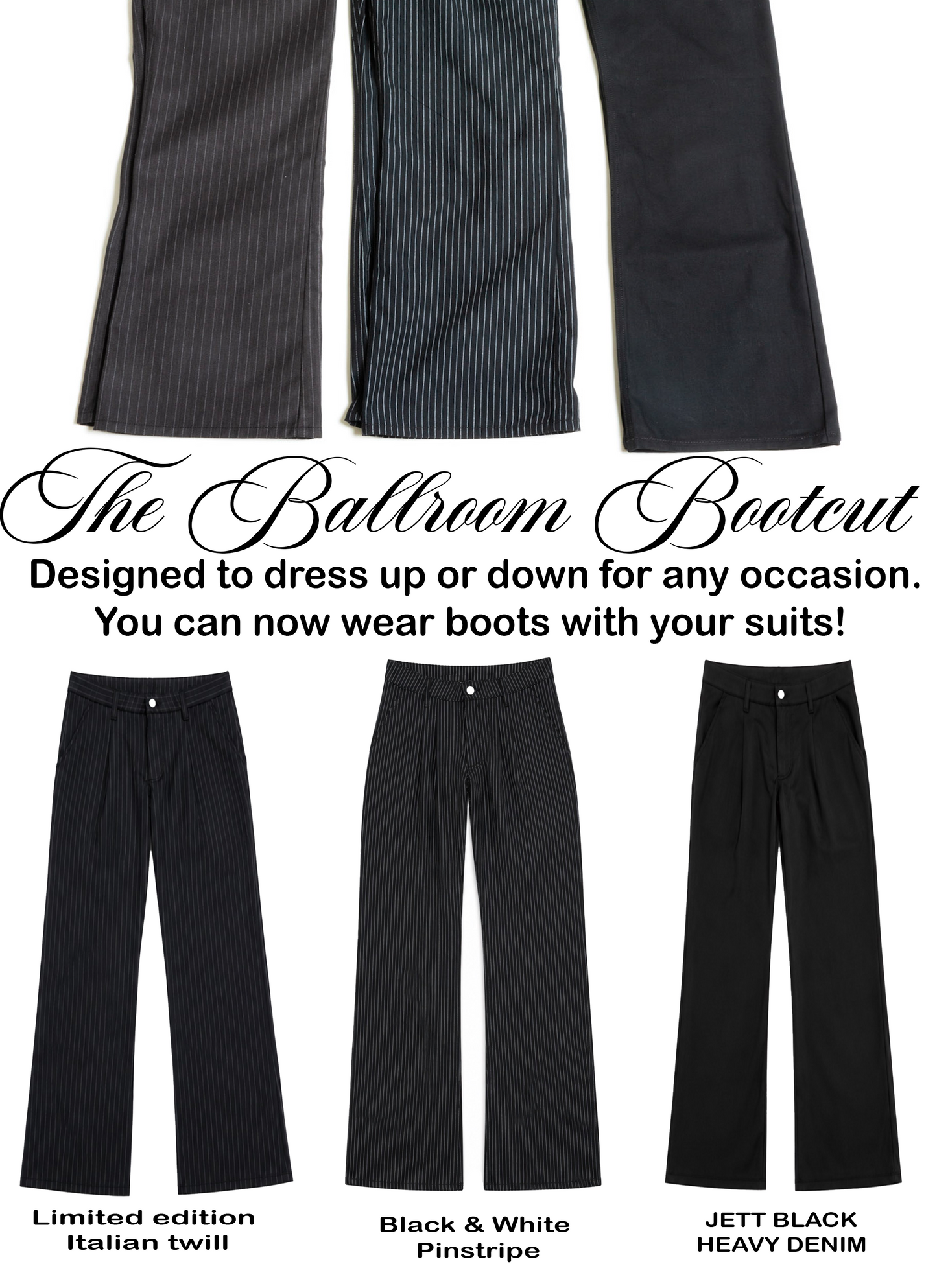 Ballroom Bootcut Black & White pinstripe