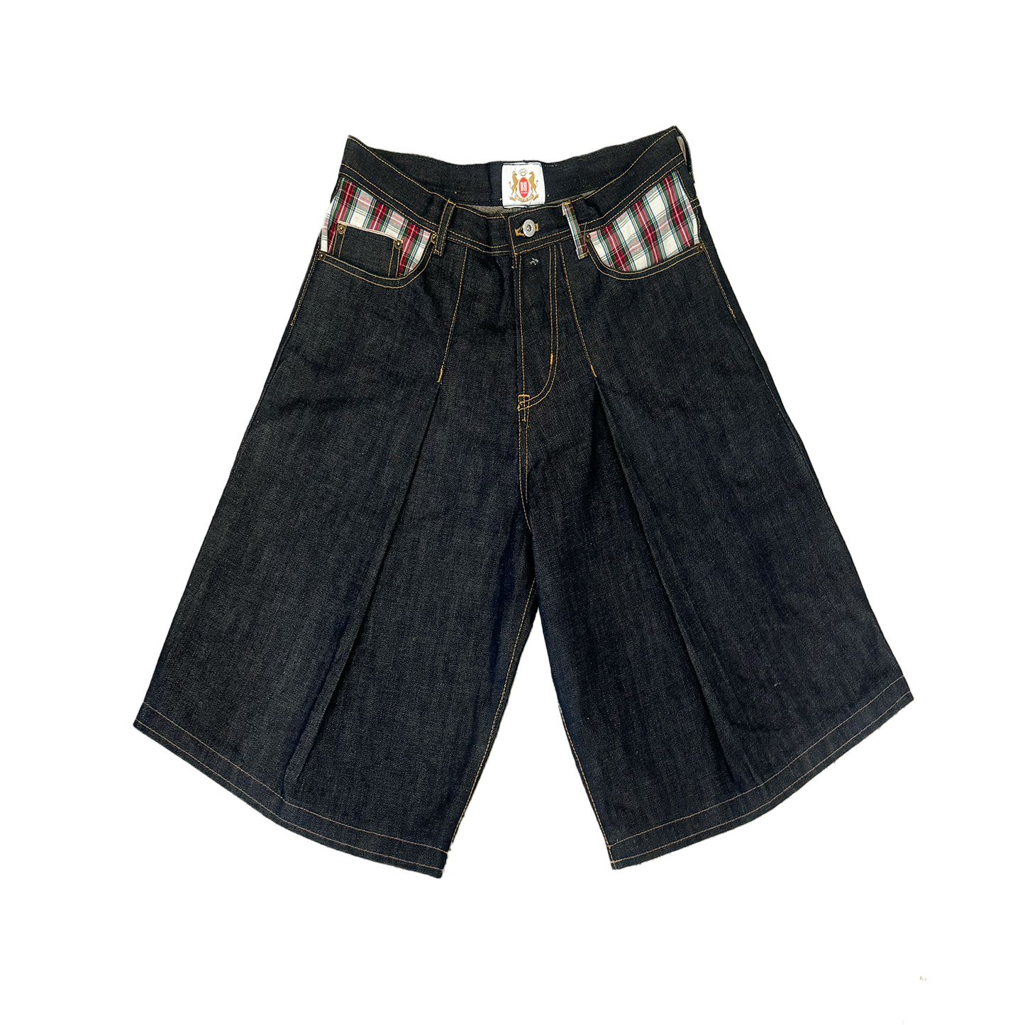 Selvedge denim pleated jorts