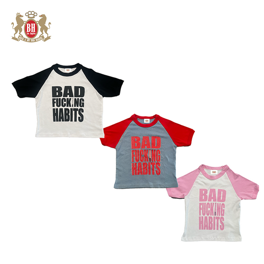BAD FUCKING HABITS baby raglan tees (3-pack)