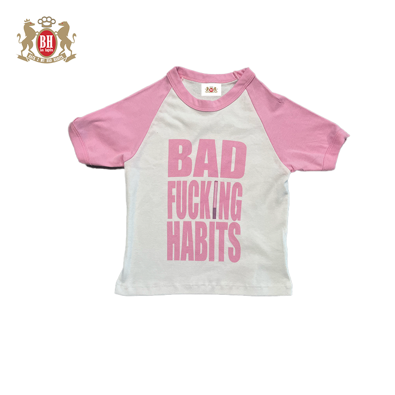 BAD FUCKING HABITS baby raglan tee (pink)
