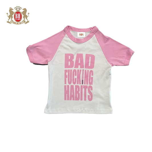 BAD FUCKING HABITS baby raglan tee (pink)