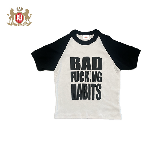 BAD FUCKING HABITS baby raglan tee (blk)